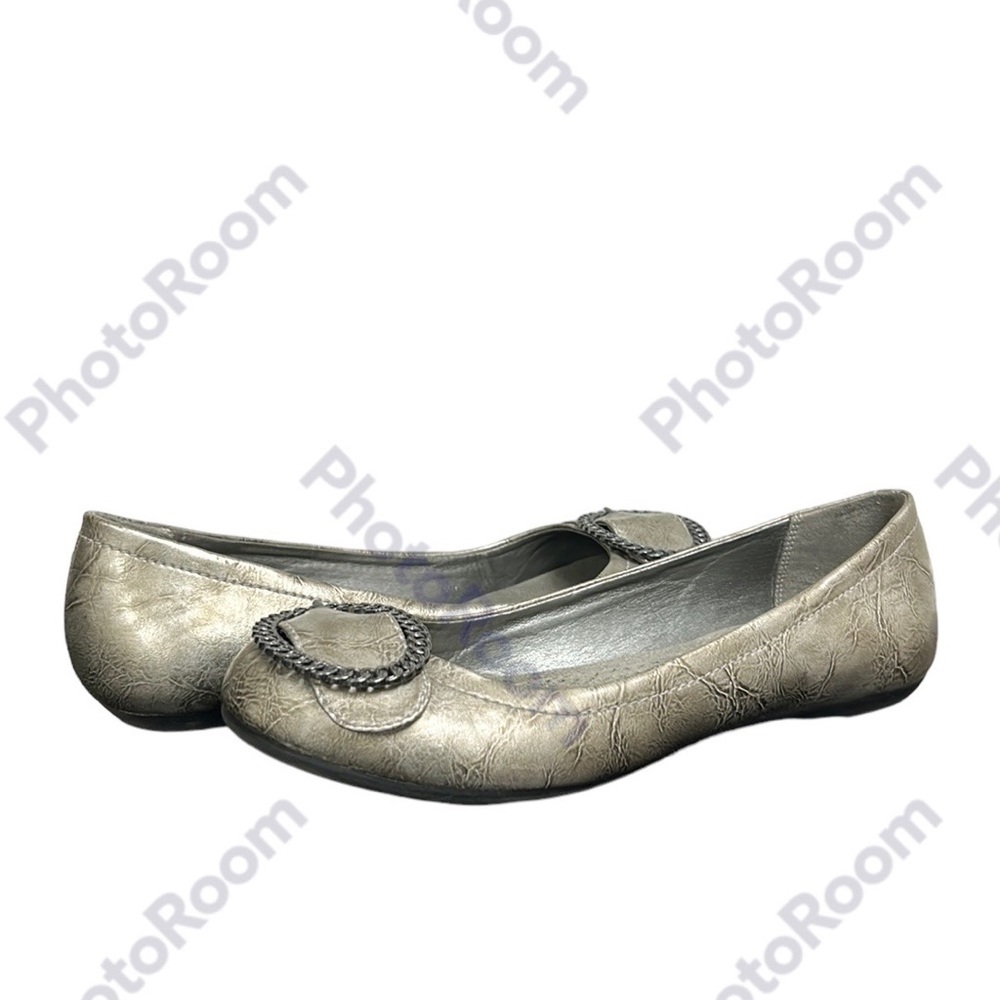 Dr. Scholl’s Shoes Women’s Scholar Metallic Ballet Flats Buckle Silver 7.5M